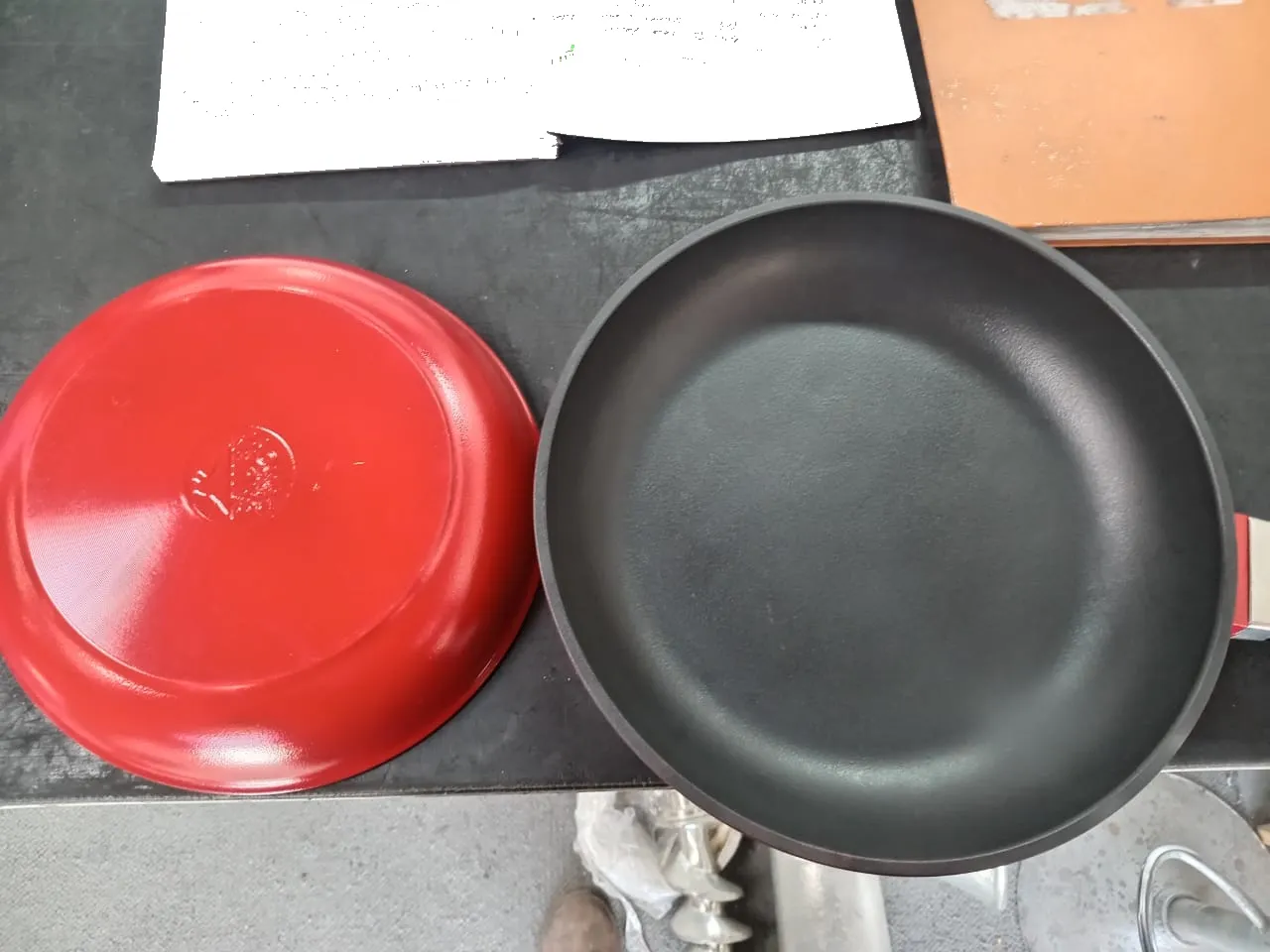 A frying pan before and after a ceramic coating