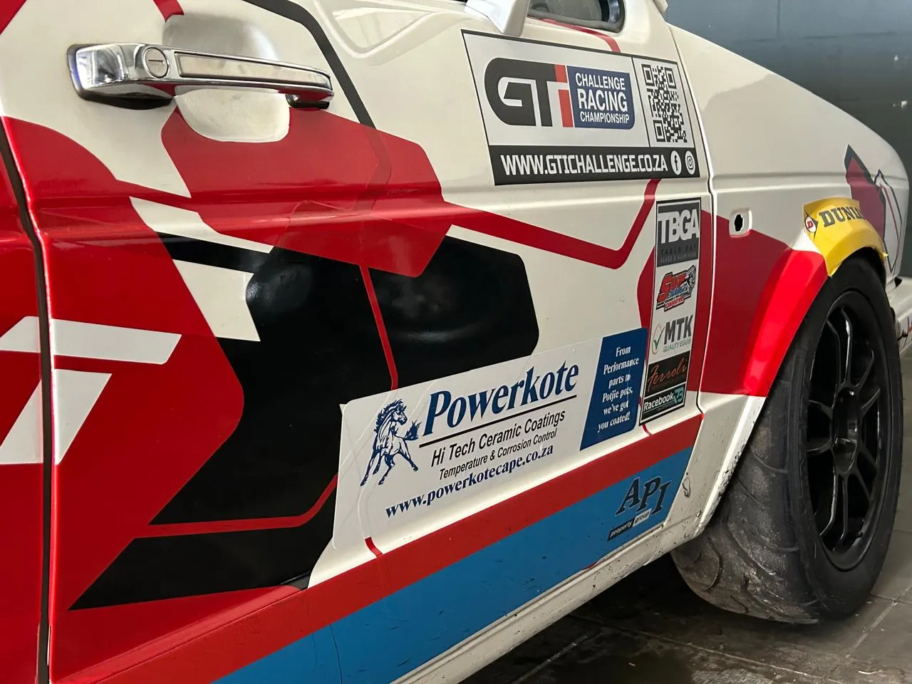 A GTI Challenge race car carrying Powerkote sponsorship livery