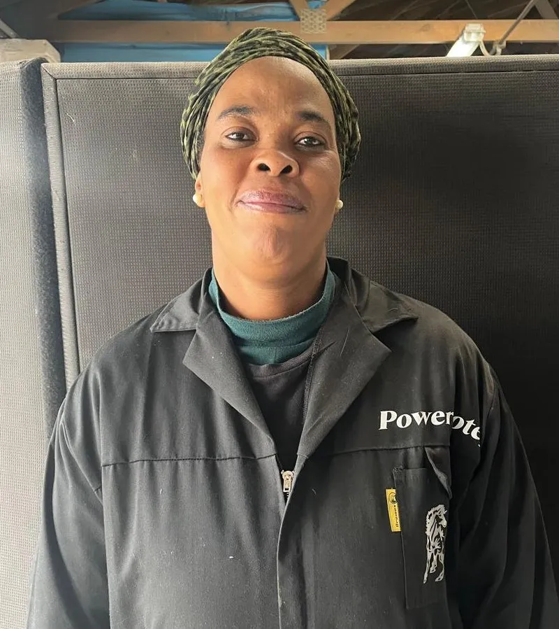 Cynthia, a member of the Powerkote Cape workshop team