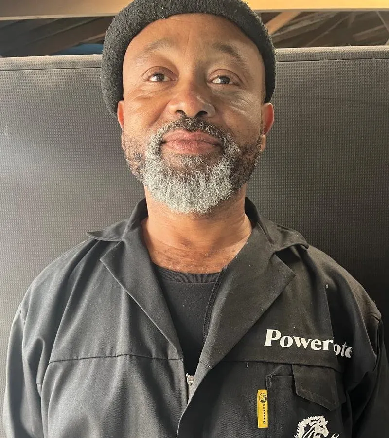 Hubert, a member of the Powerkote Cape workshop team