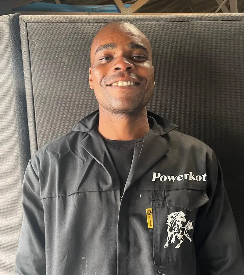 Joe, a member of the Powerkote Cape workshop team